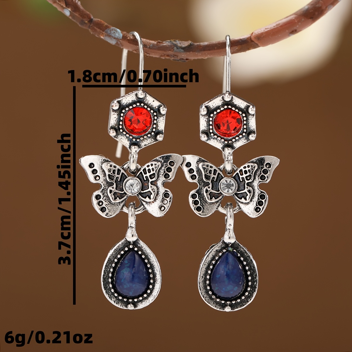 Bohemian Style Flower Butterfly Water Drop Tassel Earrings